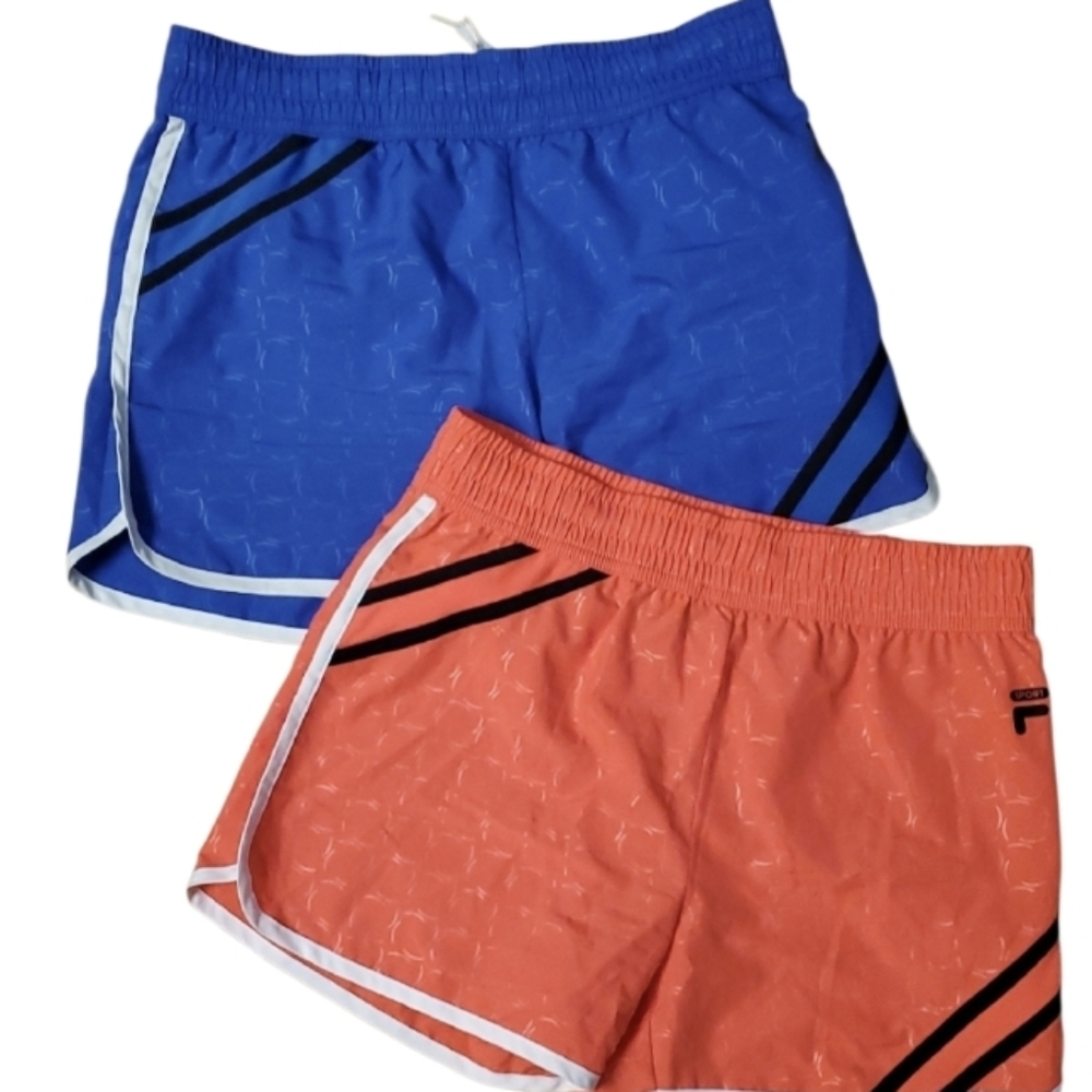 Fila Sport Girls 2 Pack Lightweight Athletic Shorts Size 14 Blue And Dayglo Pink